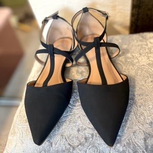 Navy Blue Suede Pointed Toe Flats Size 6